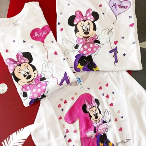 oikogeneiako set tshirt genethlion minnie mouse